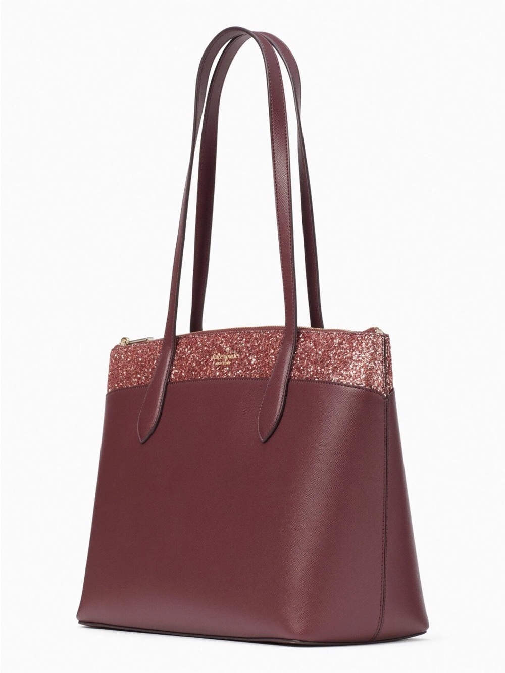 Women's Burgundy Tote Bag with Glitter Accent